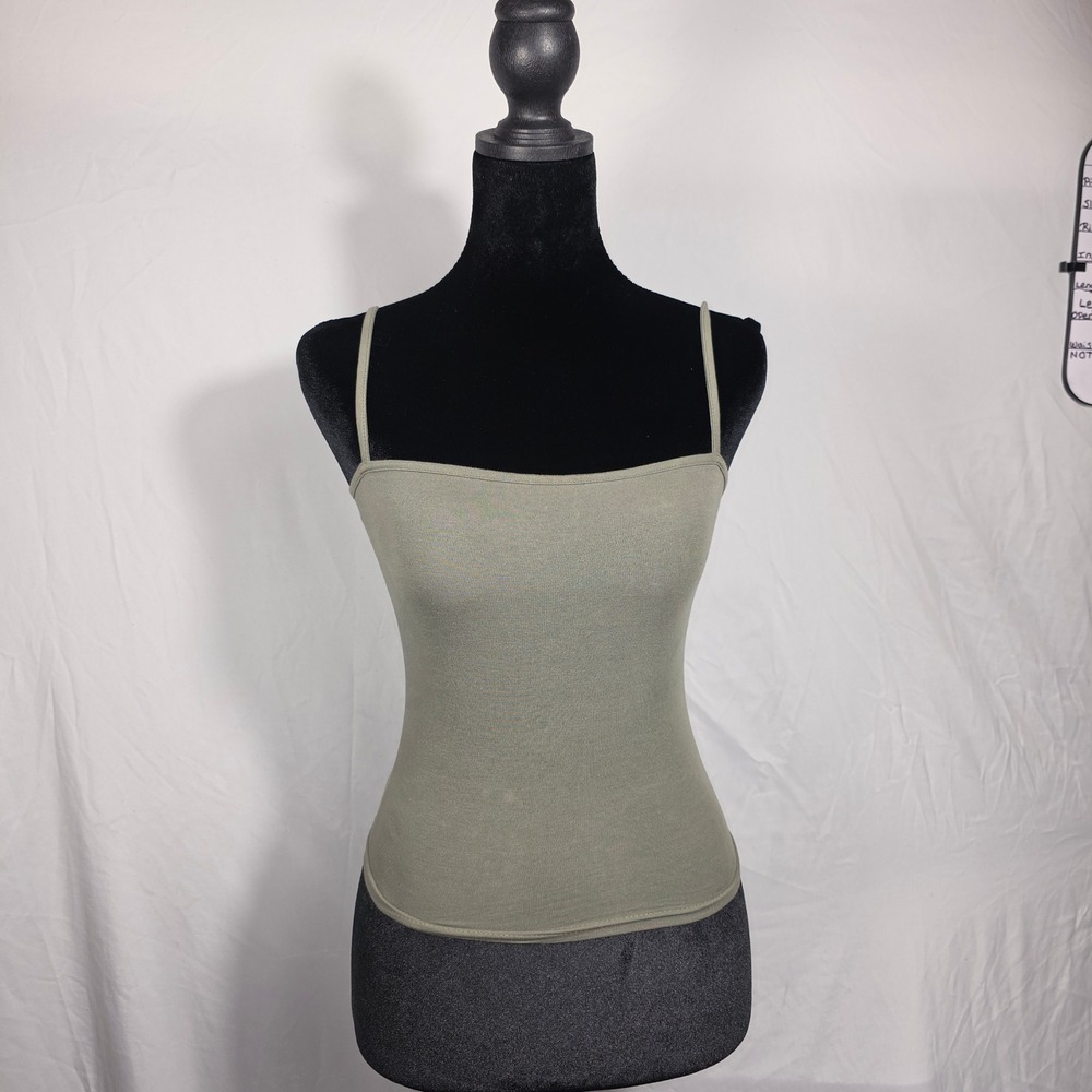 H&M Divided Camisole Women XS Olive Green Excellent Basic Spaghetti Strap 634